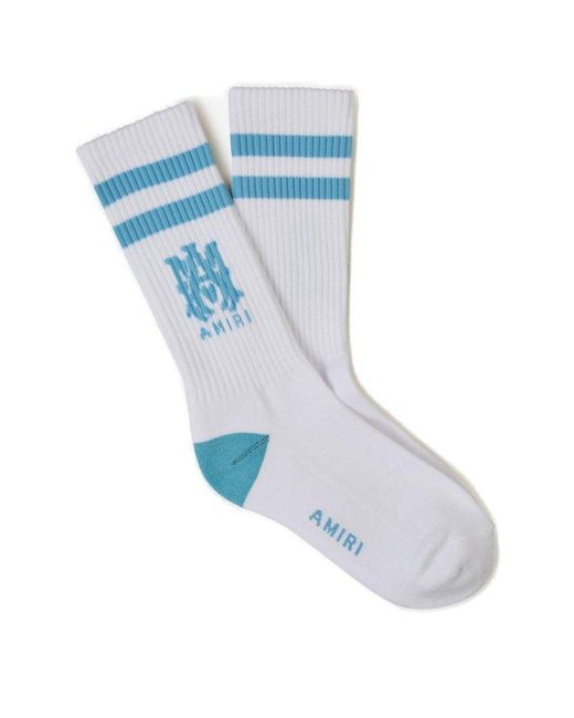 Amiri Blue Cotton Stripe Socks for men