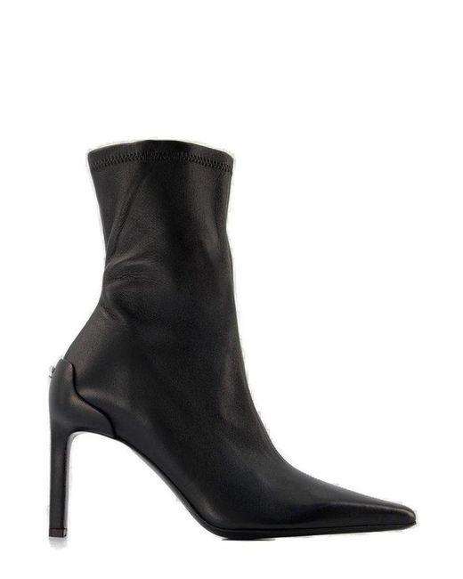 Courreges Black Pointed Toe Ankle Boots