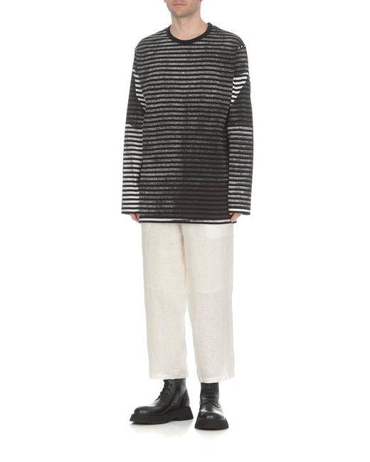 Yohji Yamamoto Black Striped Long-sleeved T-shirt for men