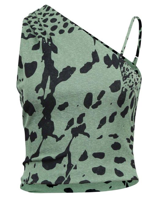 Nanushka Green Milda Asymmetric Mesh Jersey Top