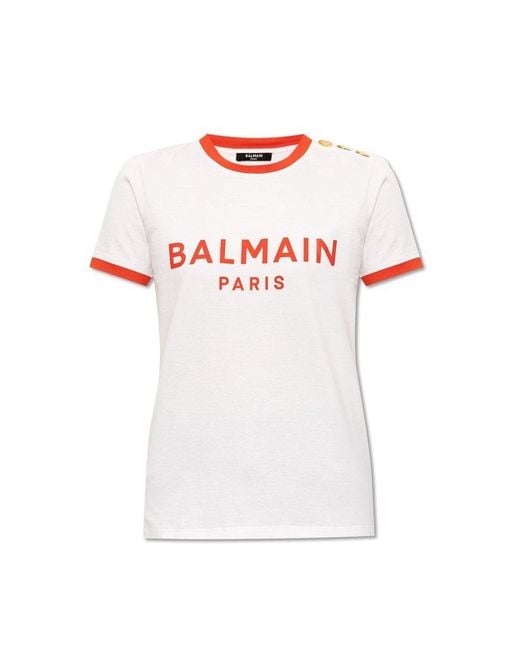 Balmain White T-shirt With Logo,