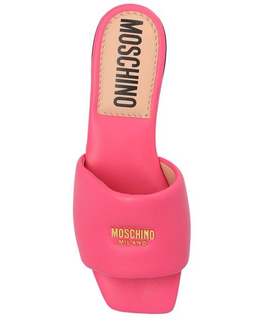 Moschino Pink Logo-plaque Padded Leather Sandals