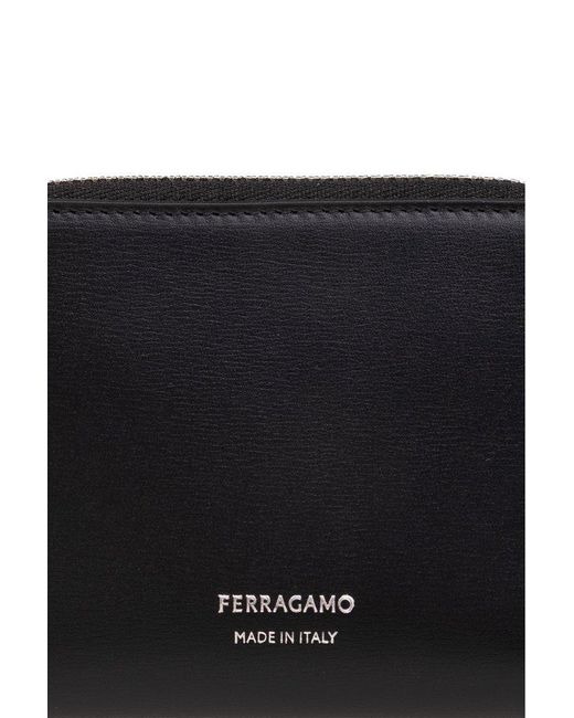 Ferragamo Black Leather Card Case, for men