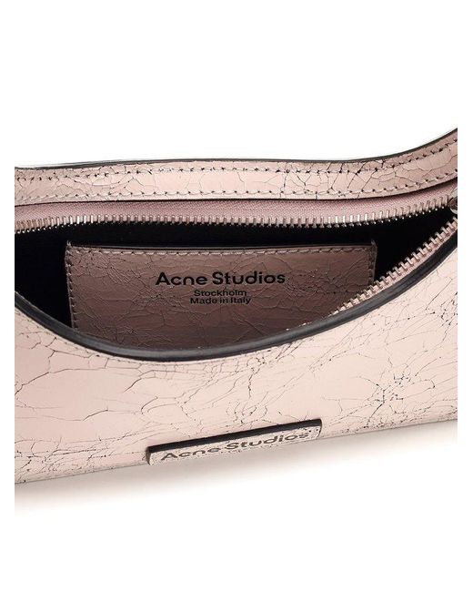 Acne Pink Platt Logo Detailed Mini Shoulder Bag