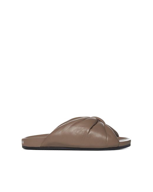 Balenciaga Puffy Leather Slides in Beige (Brown) - Save 18% - Lyst