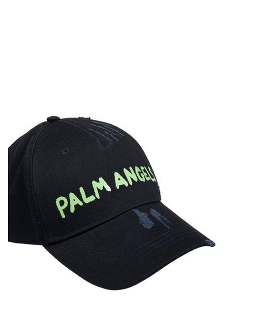 Palm Angels Black Seasonal Logo Cotton Baseball Cap for men