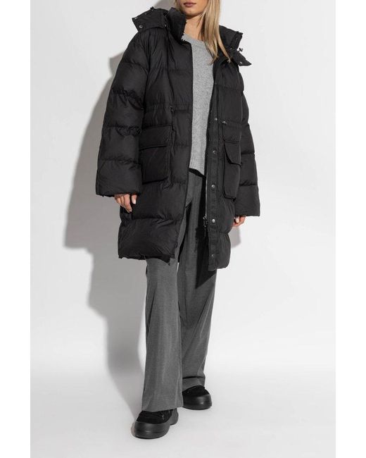 Samsøe & Samsøe Black Quilted Hooded Down Parka Jacket