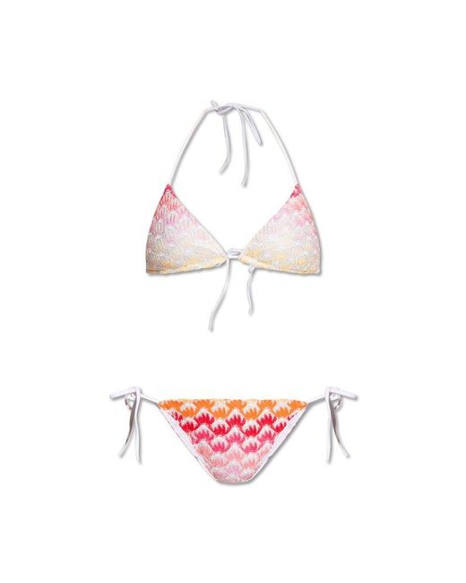 Missoni White Lurex Detailed Knitted-overlay Bikini Set