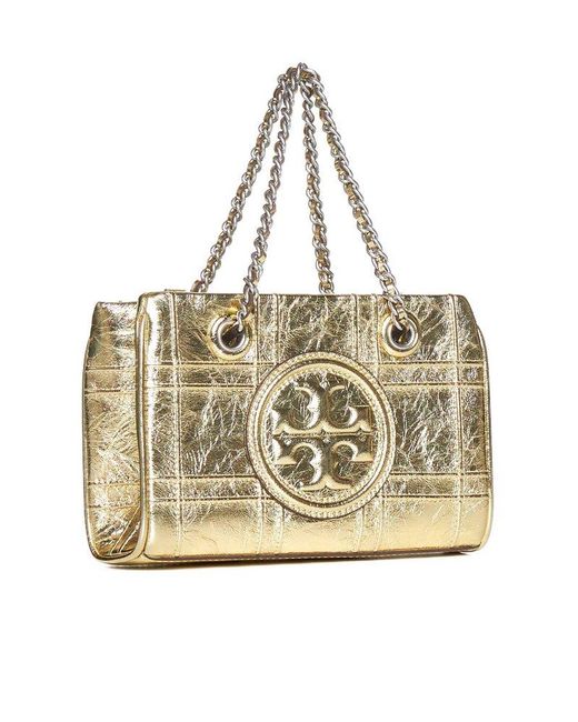 Tory Burch Natural Fleming Soft Mini Leather Tote Bag