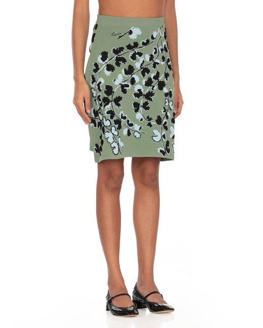 Lanvin Green Skirt With Floral Pattern