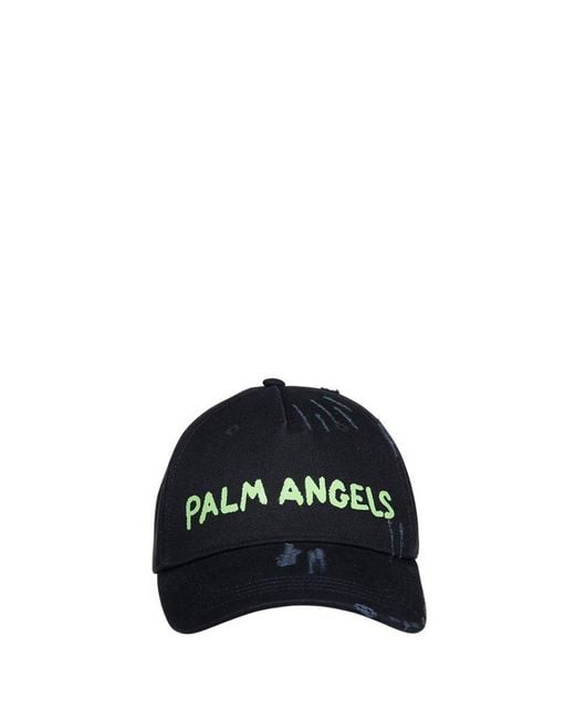 Palm Angels Black Seasonal Logo Cotton Baseball Cap for men