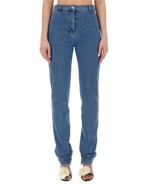 Magda Butrym Blue Logo Patch Skinny Jeans