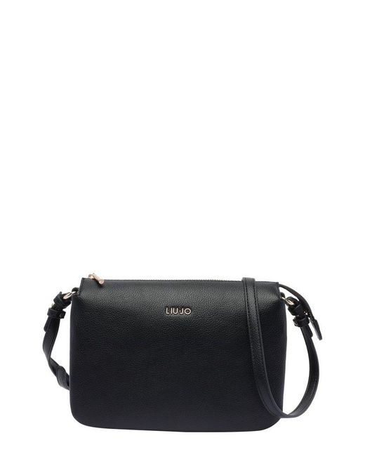 Liu Jo Black Logo Lettering Zipped Crossbody Bag