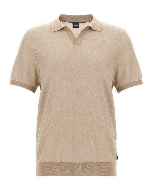 Boss Natural Johnny Collar Knit Polo Shirt for men