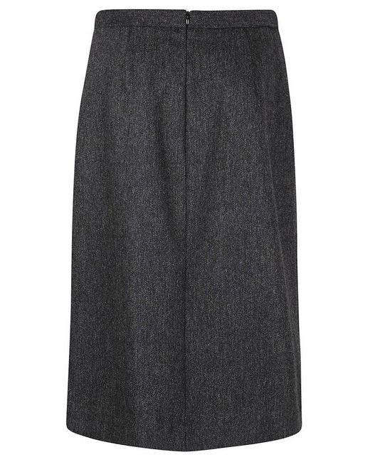 Dries Van Noten Gray Slit Detailed Midi Skirt