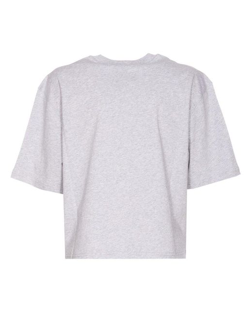 Moschino Gray Teddy Bear Printed Cropped T-shirt