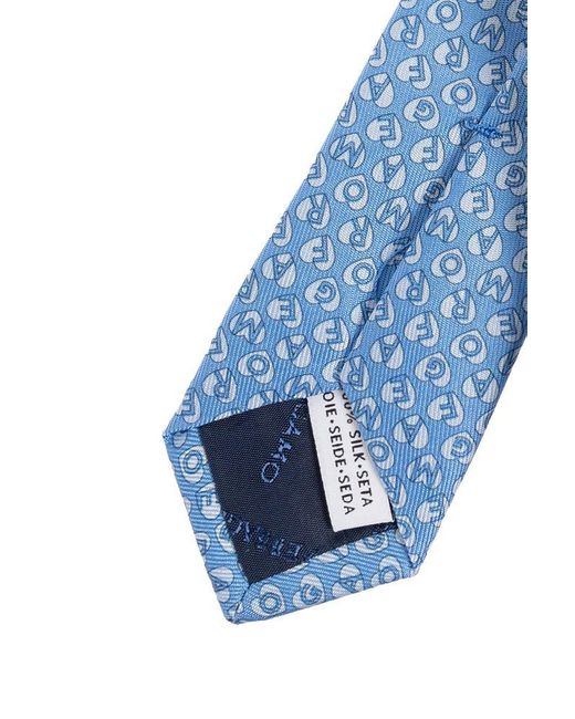 Ferragamo Blue Silk Tie for men