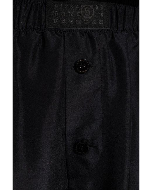 MM6 by Maison Martin Margiela Black Loose-Fitting Silk Trousers