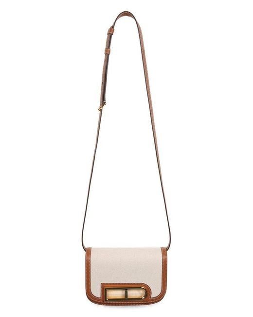 Delvaux Natural Lingot Canvas Flap Shoulder Bag