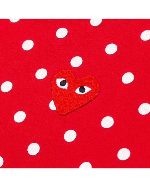 COMME DES GARÇONS PLAY Red Polka Dot Print Crewneck T-Shirt for men