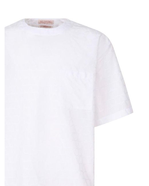 Valentino White Toile Iconographe Crewneck Short-sleeved T-shirt for men