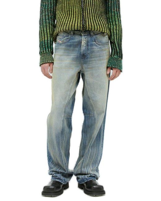 DIESEL Green 2001 D-Macro Straight-Leg Jeans for men