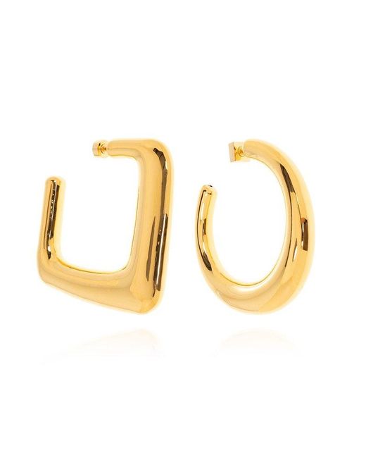 Jacquemus Metallic Asymmetrical 'ovalo' Earrings,