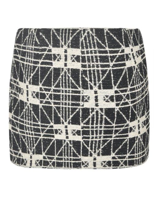 Elisabetta Franchi Black Geometric-jacquard Tweed Mini Skirt