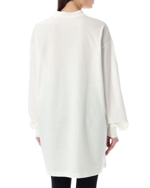 Y-3 White Mock Neck Long Sleeves T-Shirt