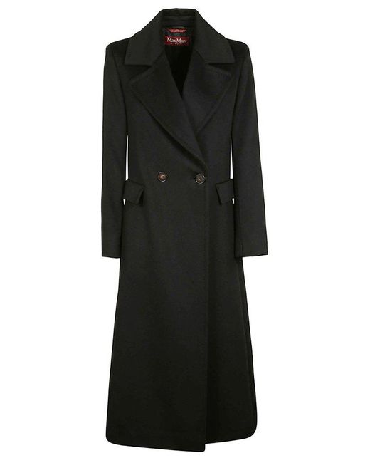 Max Mara Studio Black Double Breasted Long Sleeved Coat
