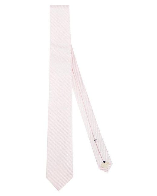 Errico Formicola White Diagonal Stripe Tie for men