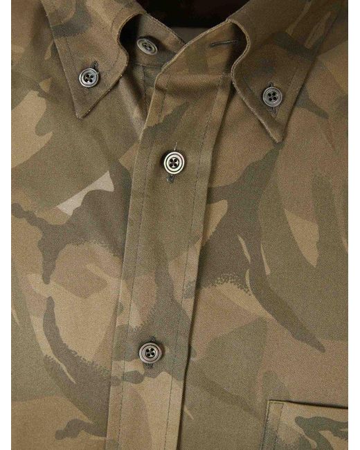 Tom Ford Green Military Motif Shirt for men