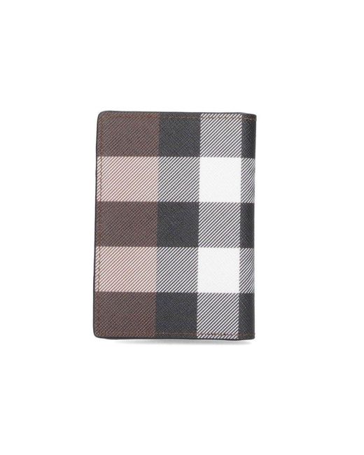 Burberry Gray Tartan Patterned Bi-fold Cardholder for men
