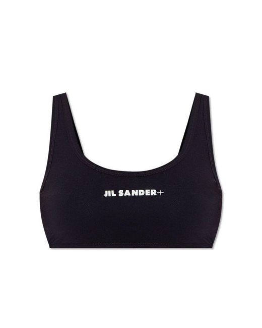 Jil Sander Blue + Logo Printed Bikini Top