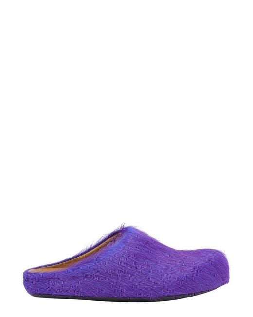 Marni Purple Fussbett Sabot Long Haired Sandals