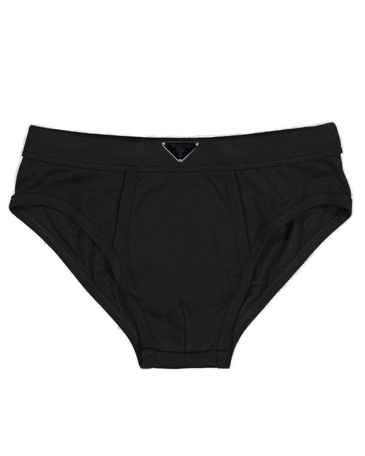 Prada Black Triangle Logo Stretched Briefs for men