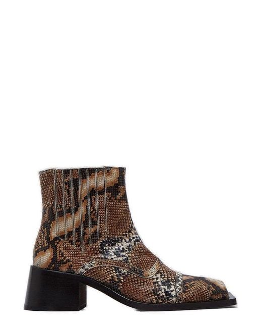 Martine Rose Brown Embossed Square Toe Boots