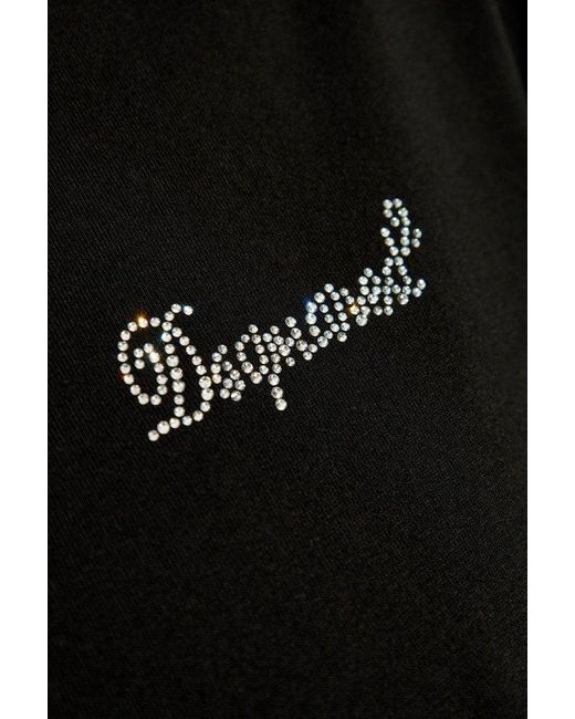 DSquared² Black T-Shirt With Shimmering Crystals