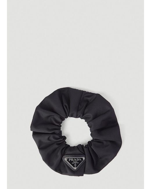 Prada Black Re-nylon Logo Plaque Scrunchie