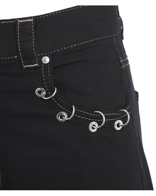 Pinko Black Piercing Detailed Denim Shorts