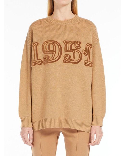 Max Mara Natural Crewneck Knit Sweater