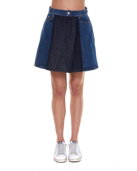 Alexander McQueen Blue Panelled Denim Mini Skirt