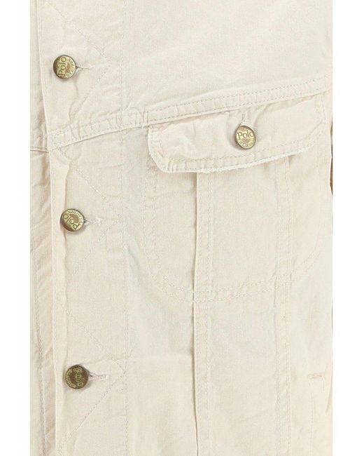 Polo Ralph Lauren White Chenille Logo Patch-detail Denim Jacket for men