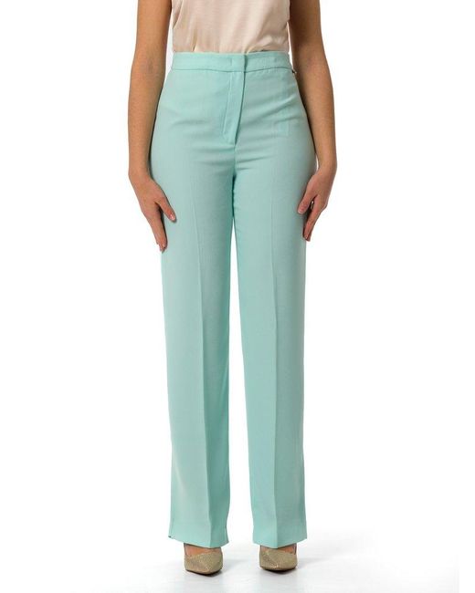 Liu Jo Green Logo-Charm Pleat-Detailed Trousers
