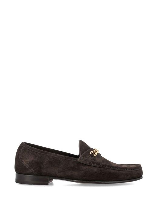 Tom Ford Brown Chain-link Almond Toe Loafers for men