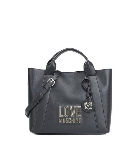 Love Moschino Logo Plaque Top Handle Bag in Black Lyst