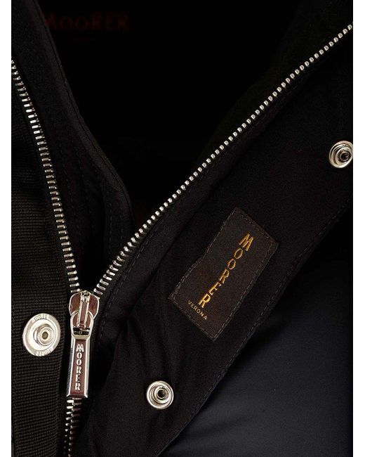 Moorer Black Jake Hooded Bomber Jacket for men