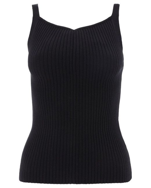 Courreges Black Ribbed-knit Sleeveless Top