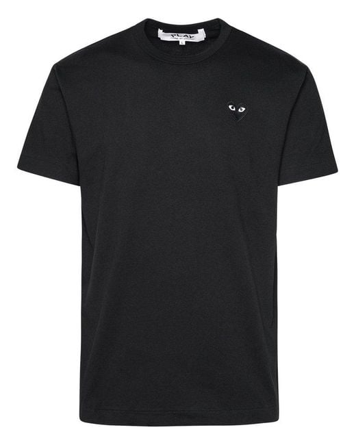 COMME DES GARÇONS PLAY Black Logo Embroidered Short Sleeved T-shirt