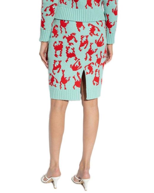 Bottega Veneta Red Skirt With Crab Pattern, , Light